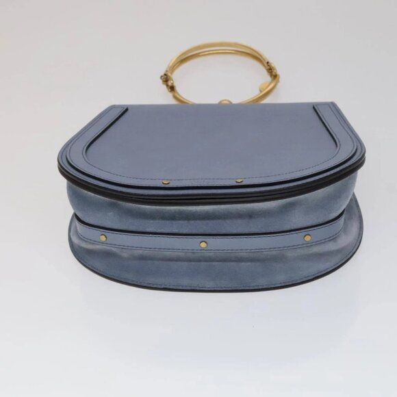 Chloe Nile Hand Bag Leather 2way Light Blue Gold Auth 111358V - Picture 10 of 16